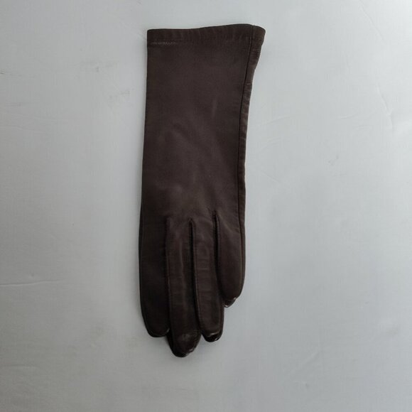 Ladies SZ 6-1/2 Brown Leather Gloves - Picture 1 of 3